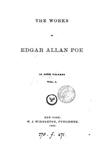 Cover of The Works of the Late Edgar Allan Poe in Four Volumes - I - Tales