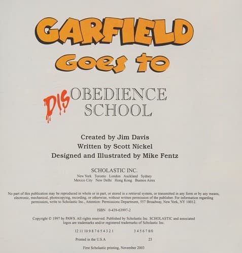 Cover of Garfield goes to disobedience school