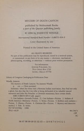 Cover of The mystery of Death Canyon