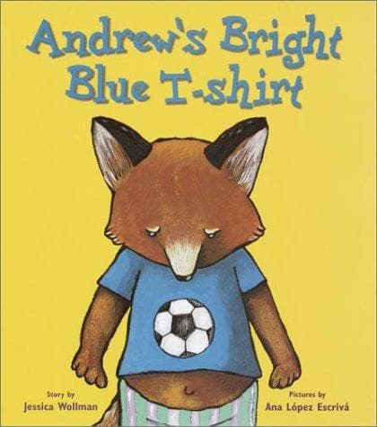 Cover of Andrew's bright blue T-shirt
