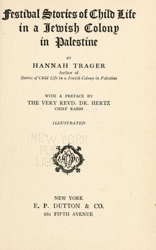 Cover of Festival stories of child life in a Jewish colony in Palestine