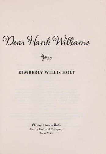 Cover of Dear Hank Williams