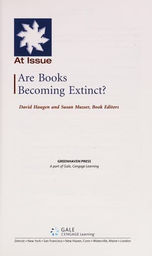 Cover of Are books becoming extinct?