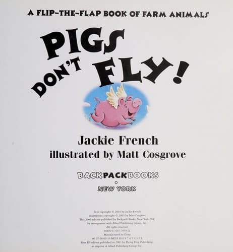 Cover of Pigs Don't Fly, a Flip-the-Flap Book of Farm Animals