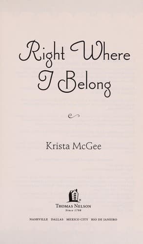 Cover of Right where I belong