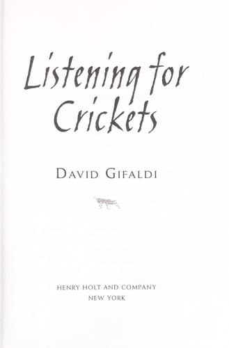 Cover of Listening for crickets
