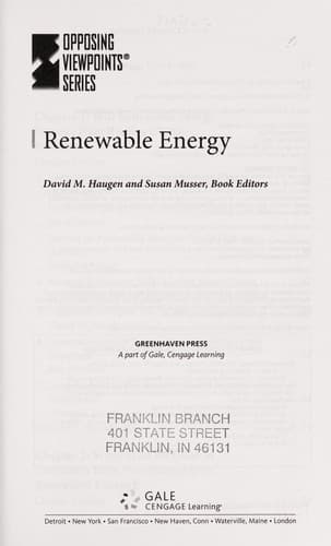 Cover of Renewable energy